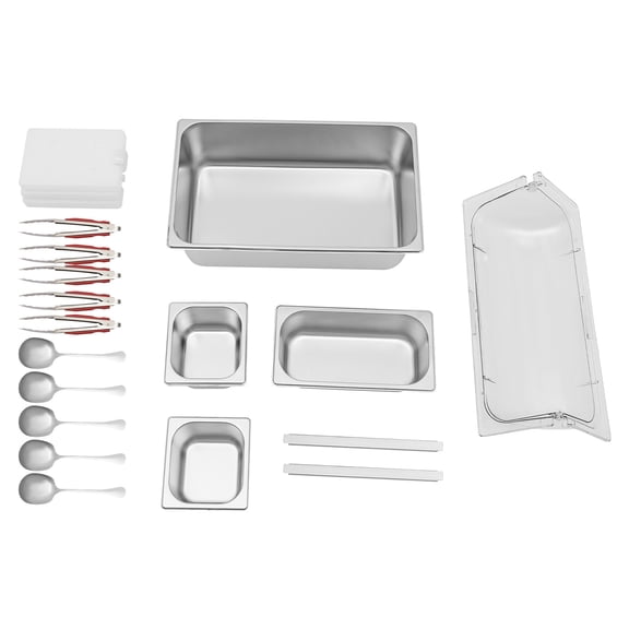 Serving Container, Food Container, 5-Section Stainless Steel Condiment Tray with Flip Lid, Large Fruit Serving Platter for Snacks, Salad, Appetizers, Easy to Clean