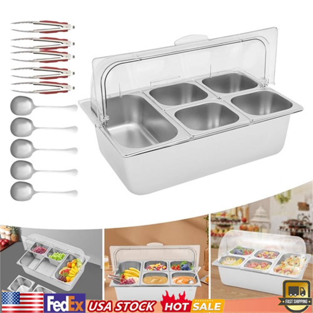 Serving Container Stainless Steel Food Serving Container w/Lid 5 ...