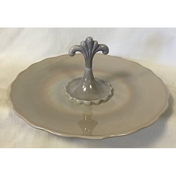 Serving Plate - Handled Tidbit Tray - Anna Pattern - American Made - Mosser Glass USA (Gray Marble)