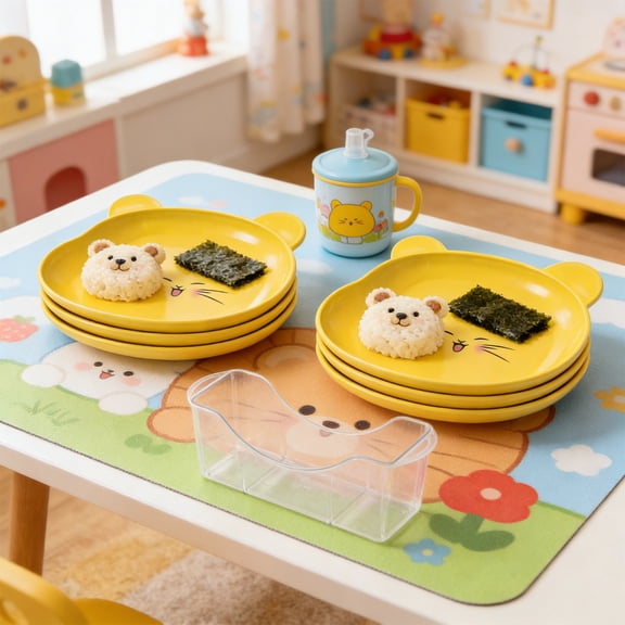 Serving Plates Set of 8 with Base Plastic Dessert & Snack Trays for Home Dining Table, Small Storage Organizer, 15x13.5cm, White Brown Yellow Clear, Stackable, Lightweight, Durable
