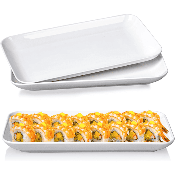 Serving Platter, 12 Inch Serving Tray Set, White Porcelain Platter Set of 3