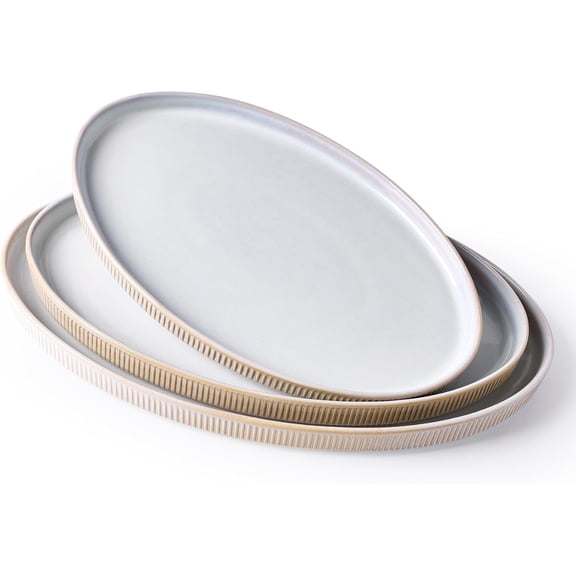 Serving Platter, 16/14.6/12.9 Inch Serving Dishes for Entertaining, Party Serving Trays for , Buffet Oval Platters for , Large Plates for Turkey Cheese Appetizer, Cappuccino White