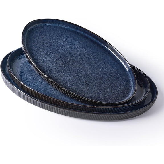 Serving Platter, 16/14.6/12.9 Inch Serving Dishes for Entertaining, Party Serving Trays for Food, Buffet Oval Platters for Food, Large Plates for Bread Turkey Cheese Appetize