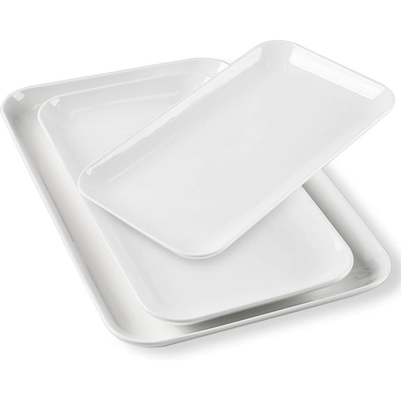 Serving Platter, 18/16/14inch Large Serving Tray, Serving Platters for Snacks, Fruit, Turkey, Dessert, Serving Trays for Entertaining at Parties and Weddings, Microwave Dishwasher Oven Safe