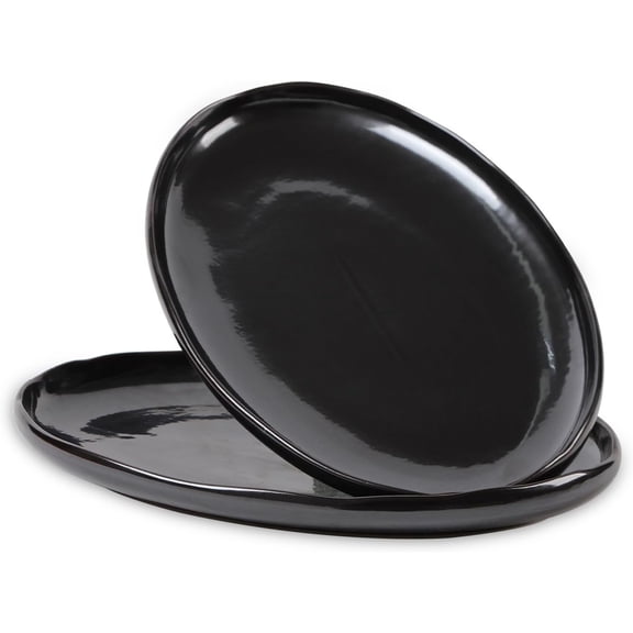 Serving Platter Ceramic Tray Plates Oval 14.5 Inch Porcelain Dinner Plates Long Serving Dish Set Entertaining Party Restaurant Meat Sushi Fish Turkey Platter - Black