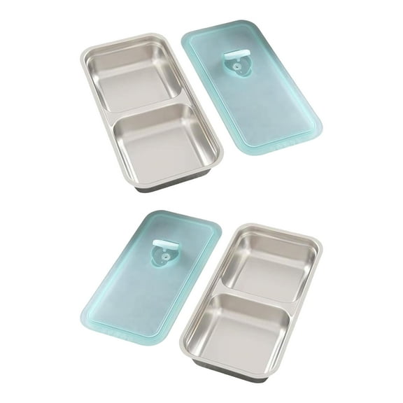 Serving Platter Stainless Steels Snacks Box Double Compartment Lunch Box Condiment Lunch Container Easy to Carry