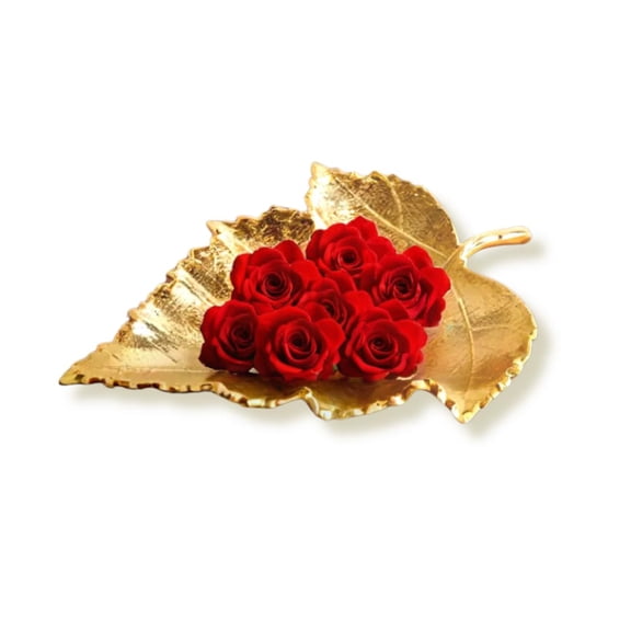 Serving Platters | Plates for Serving | Tray for Serving | Platter for Snacks | Tray for Center Table | Leaf Decorative Serving Tray | Plates for Serving (Gold)
