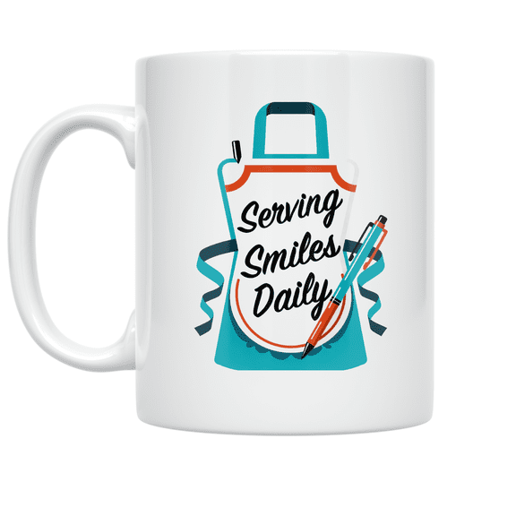 Serving Smiles Daily - Diner Culture Enthusiast - 11 oz Ceramic Coffee Mug