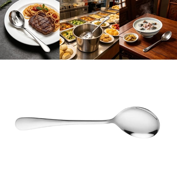 Serving Spoon, Large Stainless Buffet Spoon  Long Handle Soup Cooking Spoon for Home, Restaurant