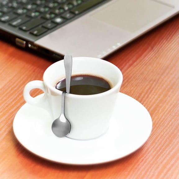 Serving Spoon, Stainless Steel Hanging Coffee Spoon, Bending Handle, Hangable Rear Curved Spoon, Stainless Steel Spoon for Tea Coffee Dessert