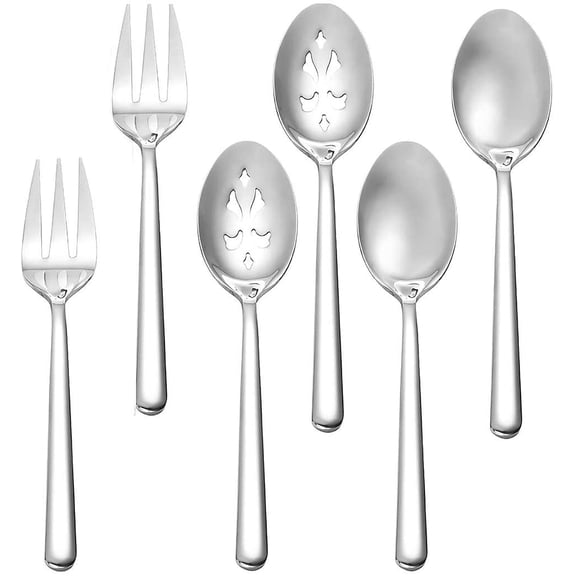 Serving Spoon x 2,Slotted Serving Spoon x 2,Serving Forks x 2,RTT 9 Inch Stainless Steel Catering Serving Utensils for Party Buffet Dinner Banquet Kitchen Basics (Silver Mirror Finish) A101