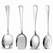 Serving Spoons Large, 4Pcs Stainless Steel Buffet Spoon, Long Handle Soup Cooking Spoon for Home Restaurant By PULMCheerger