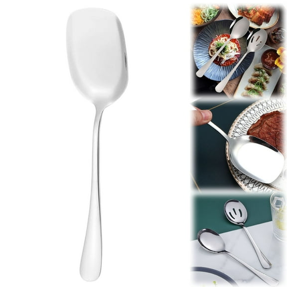 Serving Spoons, Large Stainless Steel Buffet Spoons with Long Handle, Soup and Cooking Spoon for Home, Restaurant, Catering, Slotted Serving Spoon, Dinnerware Utensils Set