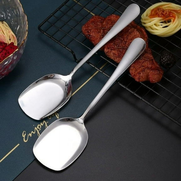 Serving Spoons Stainless Steel 8 Inch, Shovel Shape Serving Spoon, Heavy Duty Square Head Serving Spoons, Serving for Salads Pasta Platters Mashed Potatoes Buffets