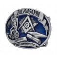 thumbnail image 1 of Serving The Community - Blue Tone Freemason Belt Buckle / Masonic Buckle, 1 of 1