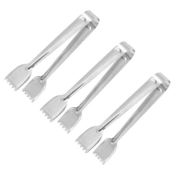 Serving Tongs, 3pack 6.5 Inch Stainless Steel Ice Tongs, Mini Sugar Tongs for Desserts, Bar, Tea Parties (Silver)