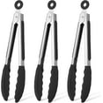 thumbnail image 1 of Serving Tongs Kitchen Tongs - Heat Resistant, Premium Stainless Steel Locking Cooking Tongs with Silicone Tips, Mini Tongs with Silicone Tips 7-Inch Kitchen Tongs, Set of 3 (Black), 1 of 6
