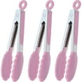 thumbnail image 1 of Serving Tongs Kitchen Tongs - Heat Resistant, Premium Stainless Steel Locking Cooking Tongs with Silicone Tips, Mini Tongs with Silicone Tips 7-Inch Kitchen Tongs, Set of 3 (Pink), 1 of 6