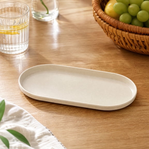 Serving Tray 11.8x6.5 Inch Oval Plastic Platter Reusable Matte Snack Dessert Plate for Home Kitchen Dining Party Stackable Display