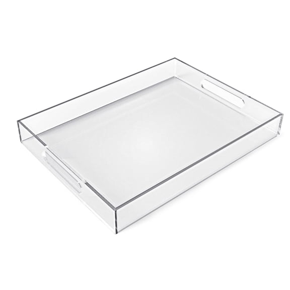 Serving Tray 16" x 2" x 12" Lucite Decorative Organizer for Coffee Table Vanity Makeup