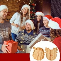 Serving Tray under $5! Yannianjz Christmas Santa Claus Serving Tray, Bamboo Wood Platter for Holiday Party and Dessert, Reusable Food Trays, Decorative Wooden Board with Hand-Painted Design