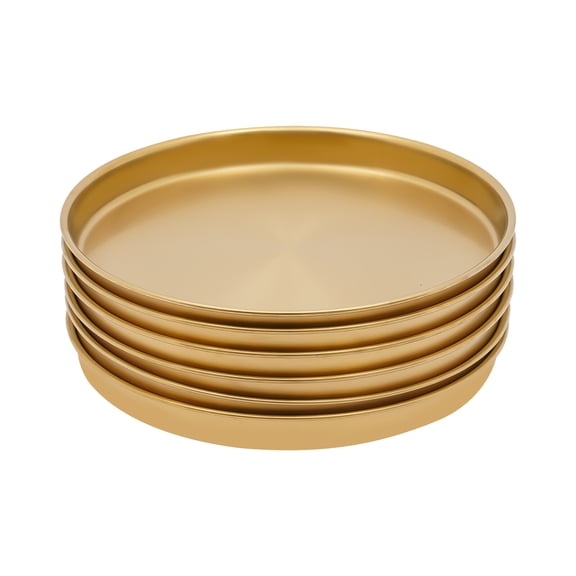 Serving Tray, 6 Pack Gold Round Metal Serving Platters, 9.4 Inch Appetizer Trays for Parties and Buffets