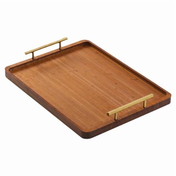 Serving Tray Bamboo Tea Tray Rectangular Storage Holder with Handles for Home Dining Table Party Use