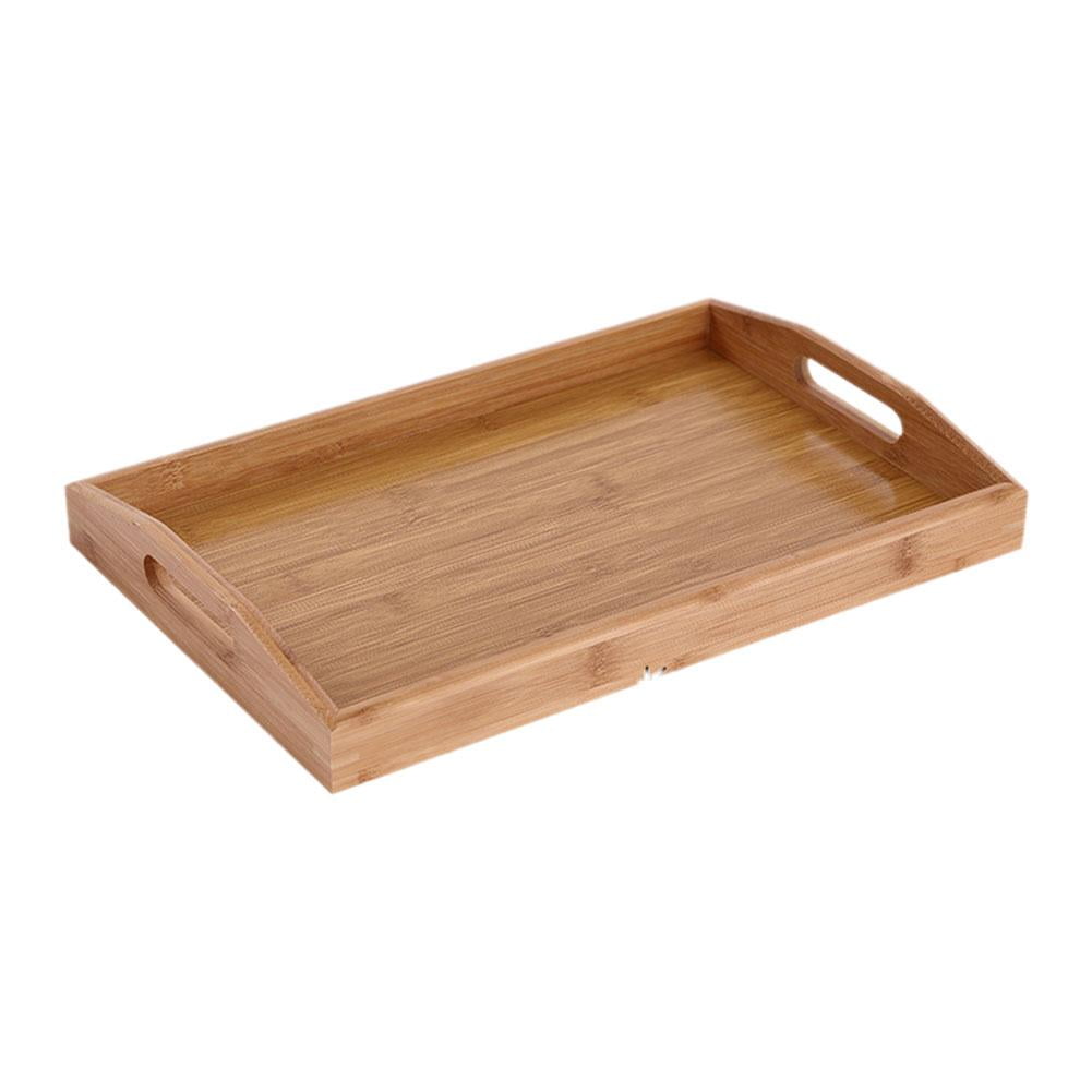 Serving Tray Bamboo - Wooden Tray with Handles Great for Dinner Tea ...