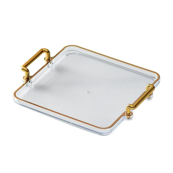 Serving Tray Bathroom Organizer, Multifunction Nordic Style Jewelry Storage Tray, Vanity Tray for Bedroom Desk Hotel Tabletop Clear