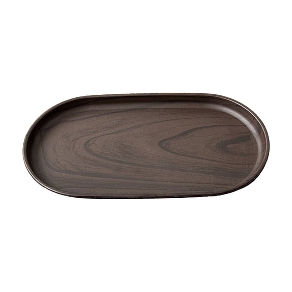 Serving Tray Faux Wood Grain Lightweight Plastic, Walnut Decorative Tray for Breakfast Dessert Coffee Tea, Reusable Multipurpose Tray for Home Kitchen Table