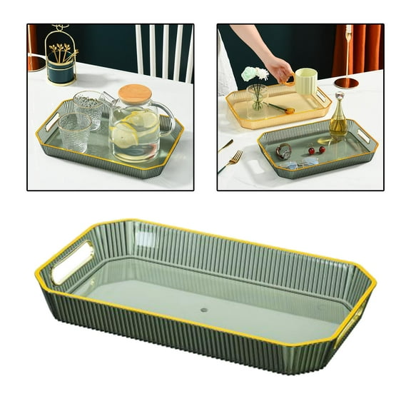 Serving Tray Fruit Tea Cup Storage Plate Cosmetic Storage Household Rectangular Decorative Tray for Eating Breakfast Bathroom Coffee Table Green