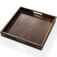 thumbnail image 1 of Square Wood Serving Tray, 12.5 Inch Decorative Tray with Handles for Living Room, Coffee Table, Ottoman, Bed, Kitchen, Bathroom, Breakfast, Bar, Brown, 1 of 6