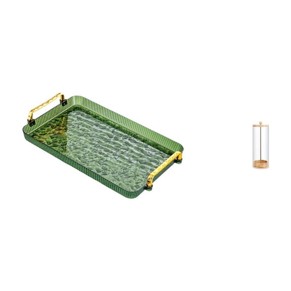 Serving Tray Kitchen Tray with Handle Straw Holder PS Material for Living Room Bedroom Housewarming