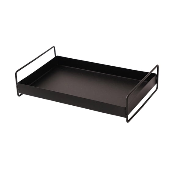 Serving Tray,Metal Rectangular Organizer Tray with Side Handles for Kitchen Countertop Dining Room Living Room,Black