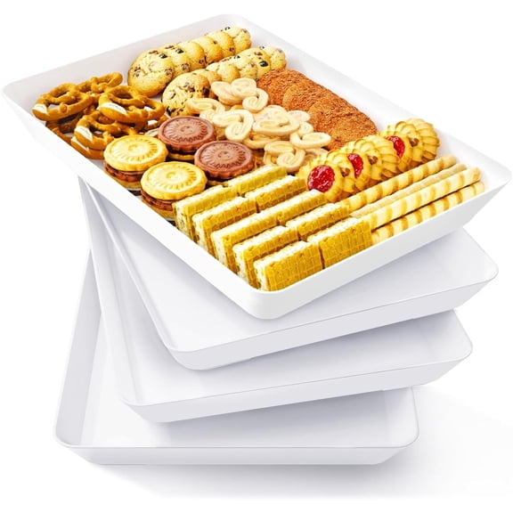 Serving Tray for Party Supplies, Serving Platter for Catering, Snack, Fruit, Charcuterie, Appetizer, Plastic Trays, Hosting Essentials,4pcs/M