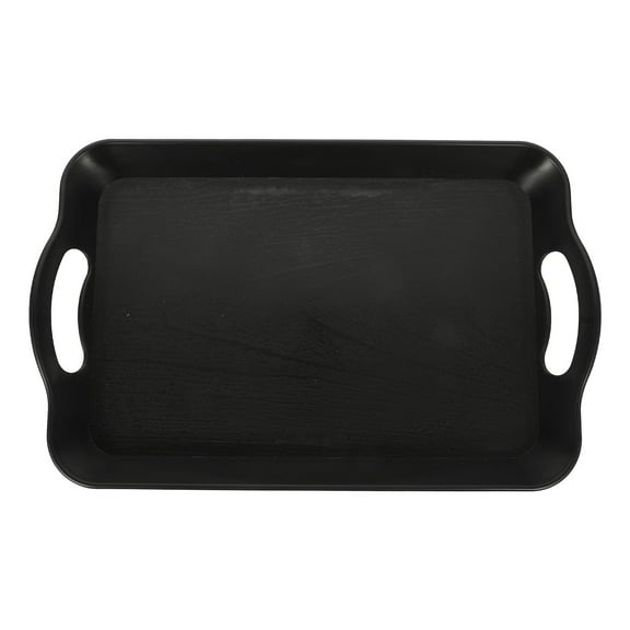 PBPBOX Black Plastic Serving Tray with Handles for Storage Perfect for Parties and Home Use 7.5 x 11.8 inches