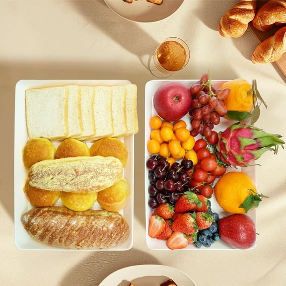 Serving Tray Platter, 17.5'' x 11.5'' x 1.6'', 6 Pcs Food Tray for Veggie Fruit Snack Dessert Cookie Cheese, Food Trays for Party Supplies Display, Large Platters for Serving Food, BPA Free