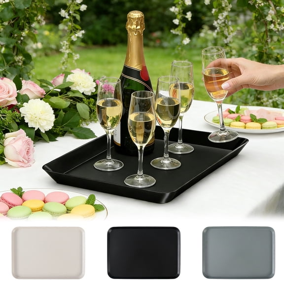 Serving Tray Platter, Disposable Reusable Food-grade Plastic Party Supplies for Snacks Cakes and Barbecue, Leak-proof Stackable Banquet Serving Dish, Topliu