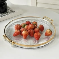 Serving Tray Round Plastic Decorative, under $5! Ke1Clo 11.81x11.81x1.57in Tray for Coffee Table Kitchen, Handled Tray for Dining Room Party (Clear)