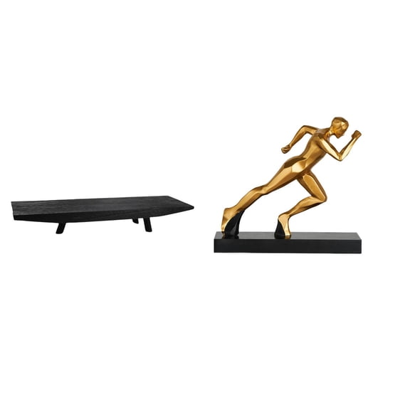 Serving Tray Runner Statue Table Centerpiece Wood Material Decorative Modern Abstract Art for Home Living Room