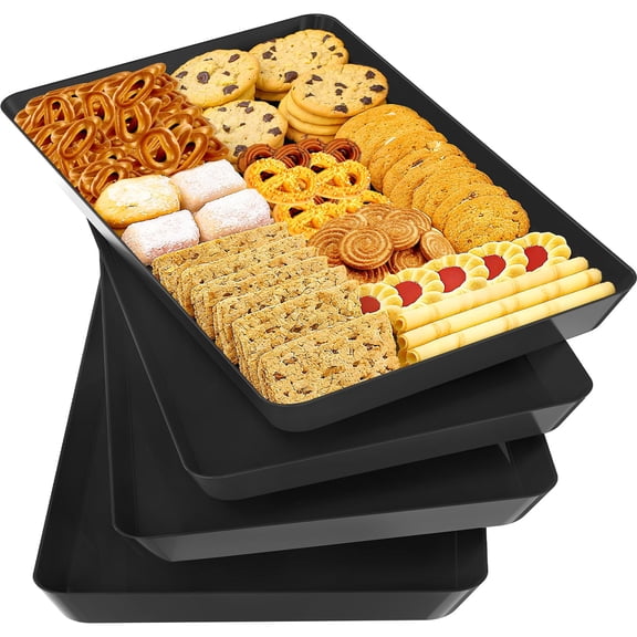 Serving Tray Set, Reusable Plastic Serving Platter for Party Supplies, Entertaining, Grilling Accessories, Stackable Kitchen Snack Box Container for Dessert, Fruit, Cookie