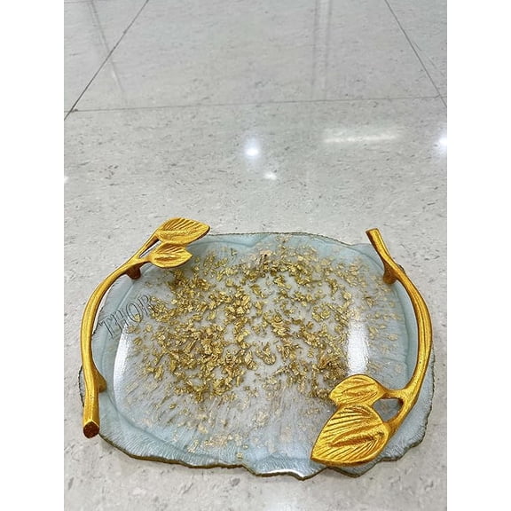 Serving Tray Stylish Handles Resin Serving Tray Snack Tray Breakfast Tray Great for Breakfast Coffee Flower Cafeteria Restaurant Party