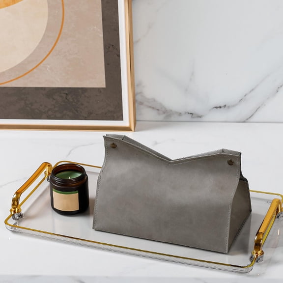 Serving Tray with Handles Decorative Tray for Toilet Bathroom Decoration Storage smoke grey