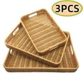 thumbnail image 1 of Serving Tray with Handles Rattan Serving Tray Rectangular Woven Tray Decorative Tray Organizing Tabletop Bathroom Kitchen Counter 3PCS, 1 of 8