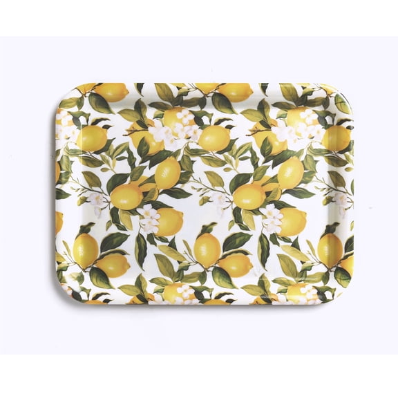 Serving Trays, 12.9 x 9.6 inch Rectangular Plastic Tray for Restaurant, Kitchen,Lemon