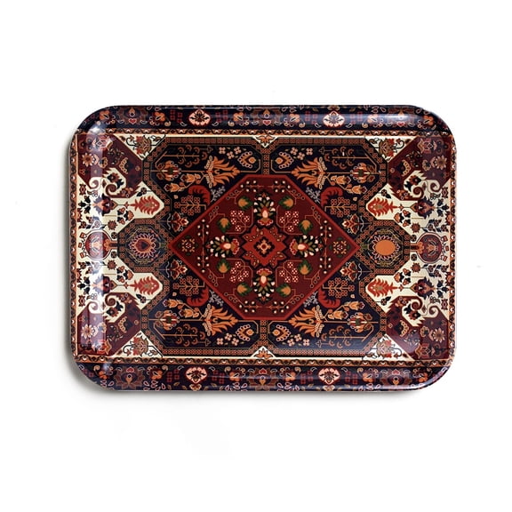 Serving Trays,  12.9 x 9.6 inch Rectangular Plastic Tray for Restaurant, Kitchen,Red
