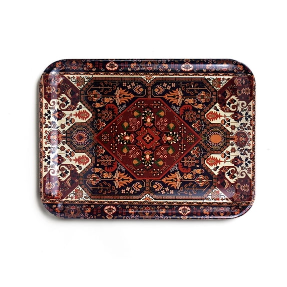 Serving Trays, 12.9 x 9.6 inch Rectangular Plastic Tray for Restaurant, Kitchen,Red