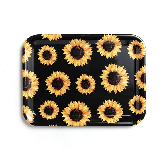 Serving Trays, 12.9 x 9.6 inch Rectangular Plastic Tray for Restaurant, Kitchen,Sunflower