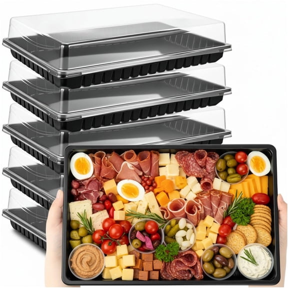 Serving Trays Black 15 x 10 Inch 5 Count For Charcuterie, Cookies, Desserts