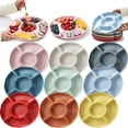 thumbnail image 1 of Serving Trays Platters, 5-Part Plastic Serving Tray, Snack Dried Fruit & Nut Organizer Round Serving Platters and Trays, Red, 1 of 6